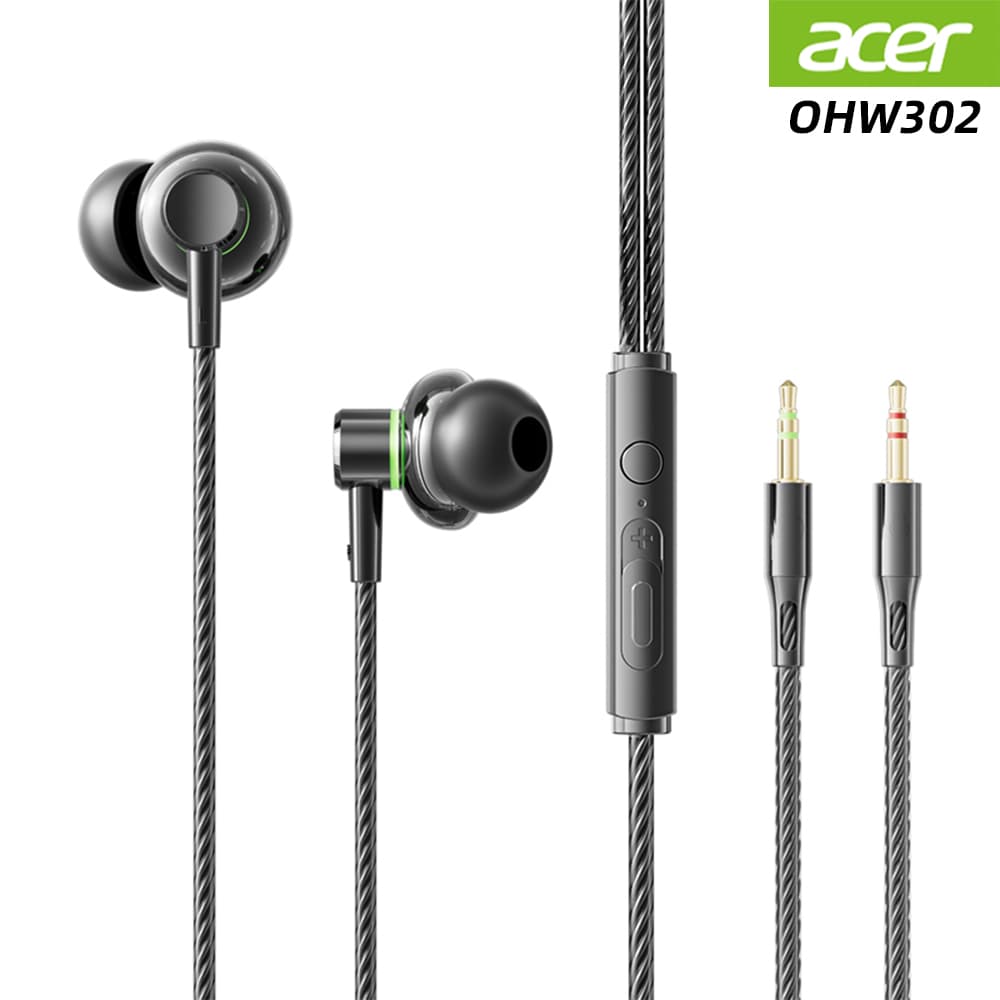 Acer OHW302 Wired Earphones with 3.5mm Jack High-Sensitivity Mic for Compatible Phones